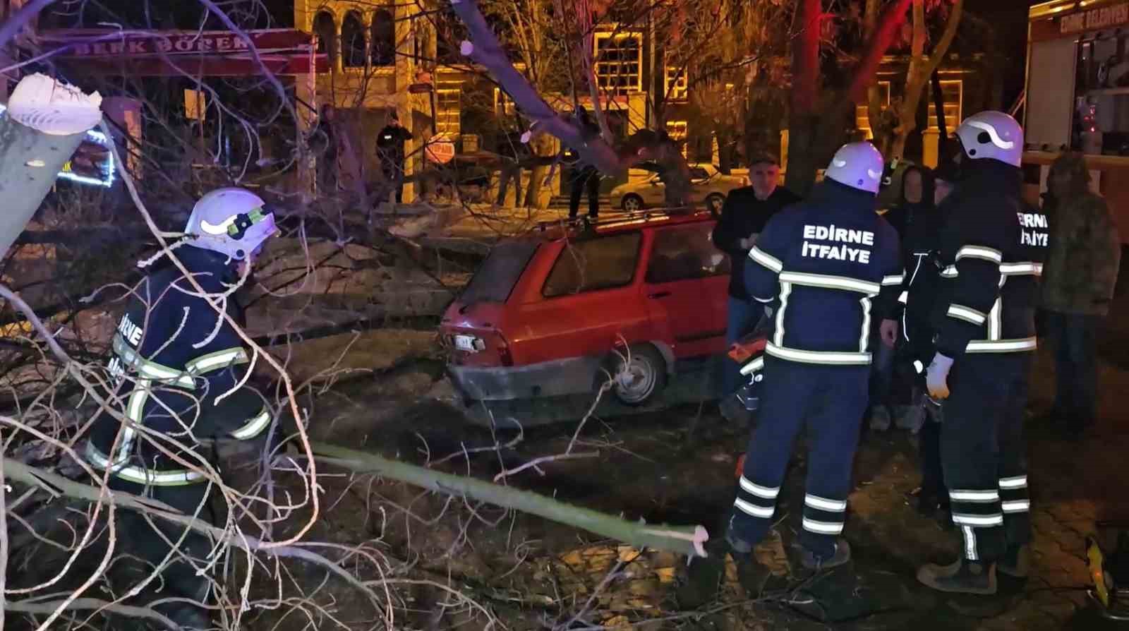 Çürüyen ağaç otomobilin üzerine devrildi