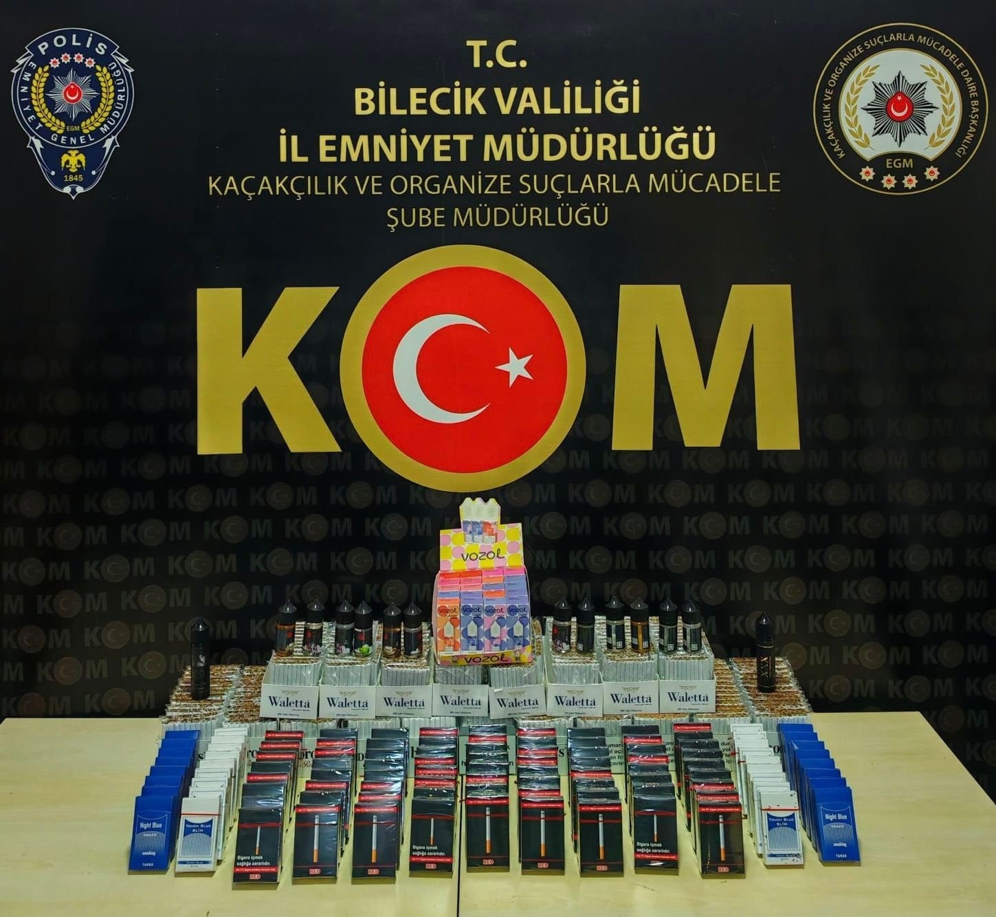 Bilecik’te 7 bin 444 adet doldurulmuş makaron ele geçirildi