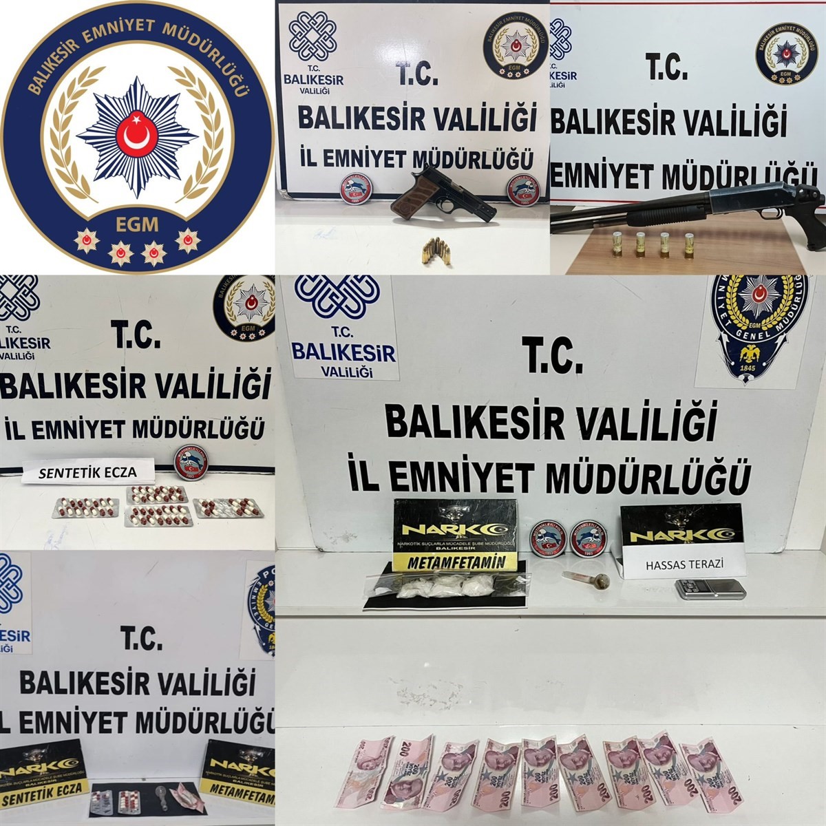 Balıkesir’de ruhsatsız silahlar ve uyuşturucu ele geçirildi